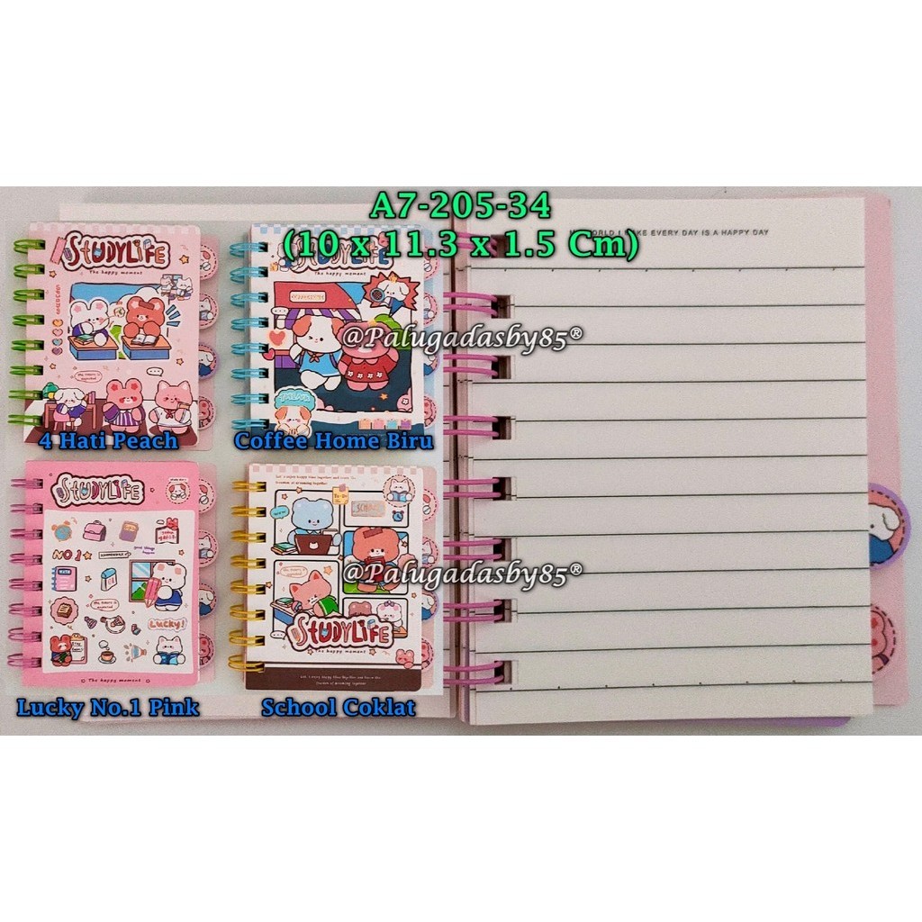 

(1 Biji) Spiral Note Book A7-205-34 A7-86 10.5 x 11 x 1.9 Cm / Spiral Notebook GXIMP A7-205-34