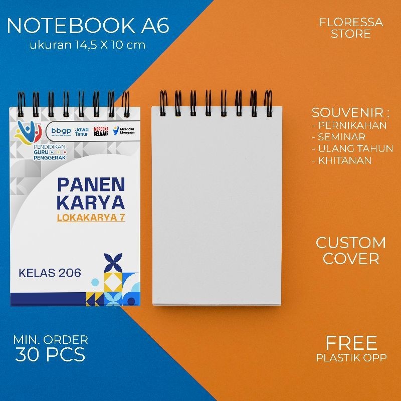 

[Ukuran Besar] Souvenir Notes Souvenir Notebook Souvenir Pernikahan Seminar Khitanan Custom Cover A6