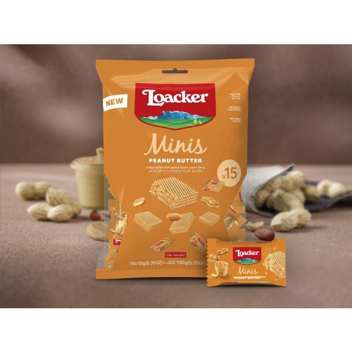 

LOACKER Classic Minis Peanut Butter Crispy Cokelat Wafers isi 15pcs