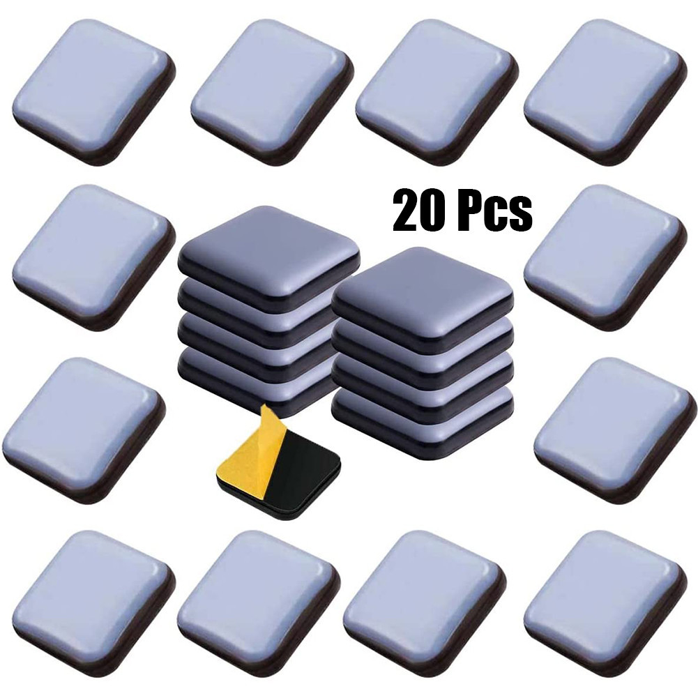 

20pcs Square PTFE Furniture Gliders Self Adhesive Sliders Floor Chair Sofa Mat Slider Pad Furniture Table Base Protectors