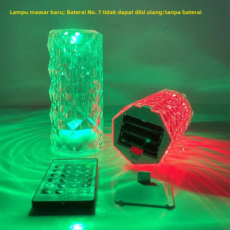 Lampu Meja Kristal Rose Light Kristal Mawar Lampu Meja Dekoratif Pengisian Lampu Meja Suasana