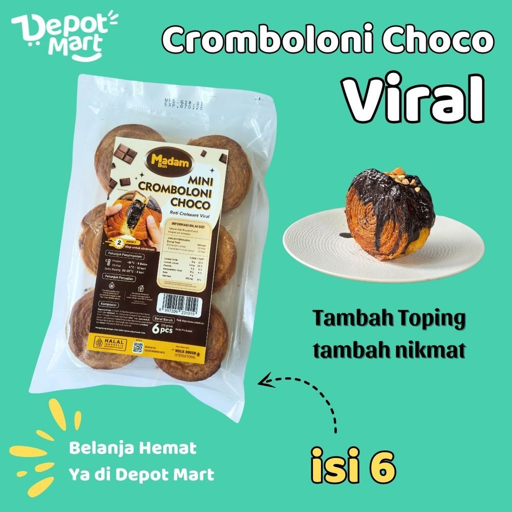 

Cromboloni Frozen isi 6 Pcs Rasa Coklat Lumer dan Butter Ukuran Mini dari Depot Mart