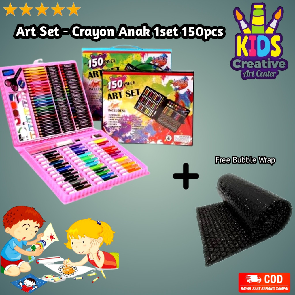 

Crayon Anak Set 150 pcs Set Spidol Alat Menggambar Mewarnai Pensil Krayon Set Art Colouring Free Bubble Wrap / N Y