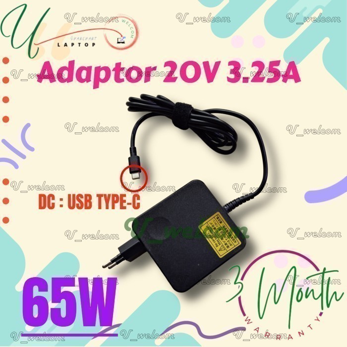 Adapter Adaptor Charger Casan Laptop 20V 3.25A USB TYPE C 65W Infinix inbook X1 X1-Pro X2  i3 i5 i7 