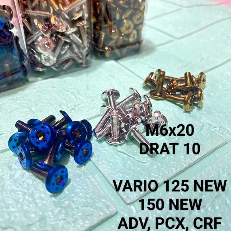 BAUT piring Cakram m6x20 drat 10 baut piringan probolt import pnp vario new pcx adv crf dll baut pir