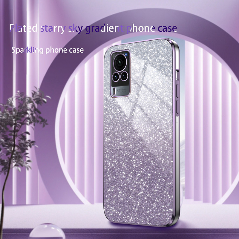 New Phone case Vivo X60 Pro X50 Pro Back cover Flash Powder Gradient Plating  Soft Silicone Casing H