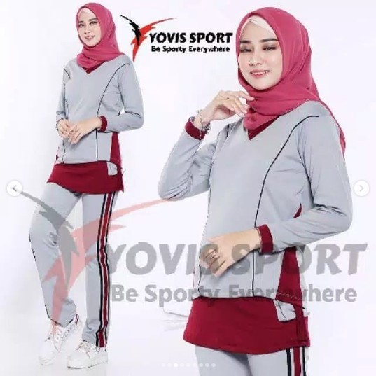 AM14G Setelan orahraga senam wanita/baju setelan senam wanita muslimah/baju senam yovis sport /setel