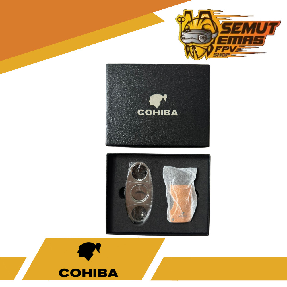 COHIBA Cigar Lighter Single Torch Gift Set Korek Cerutu dan Pemotong