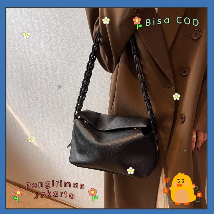 HF 32123 TAS SELEMPANG WANITA 2 TALI SHOULDER BAG TAS BAHU TAS KERJA KULIT POLOS
