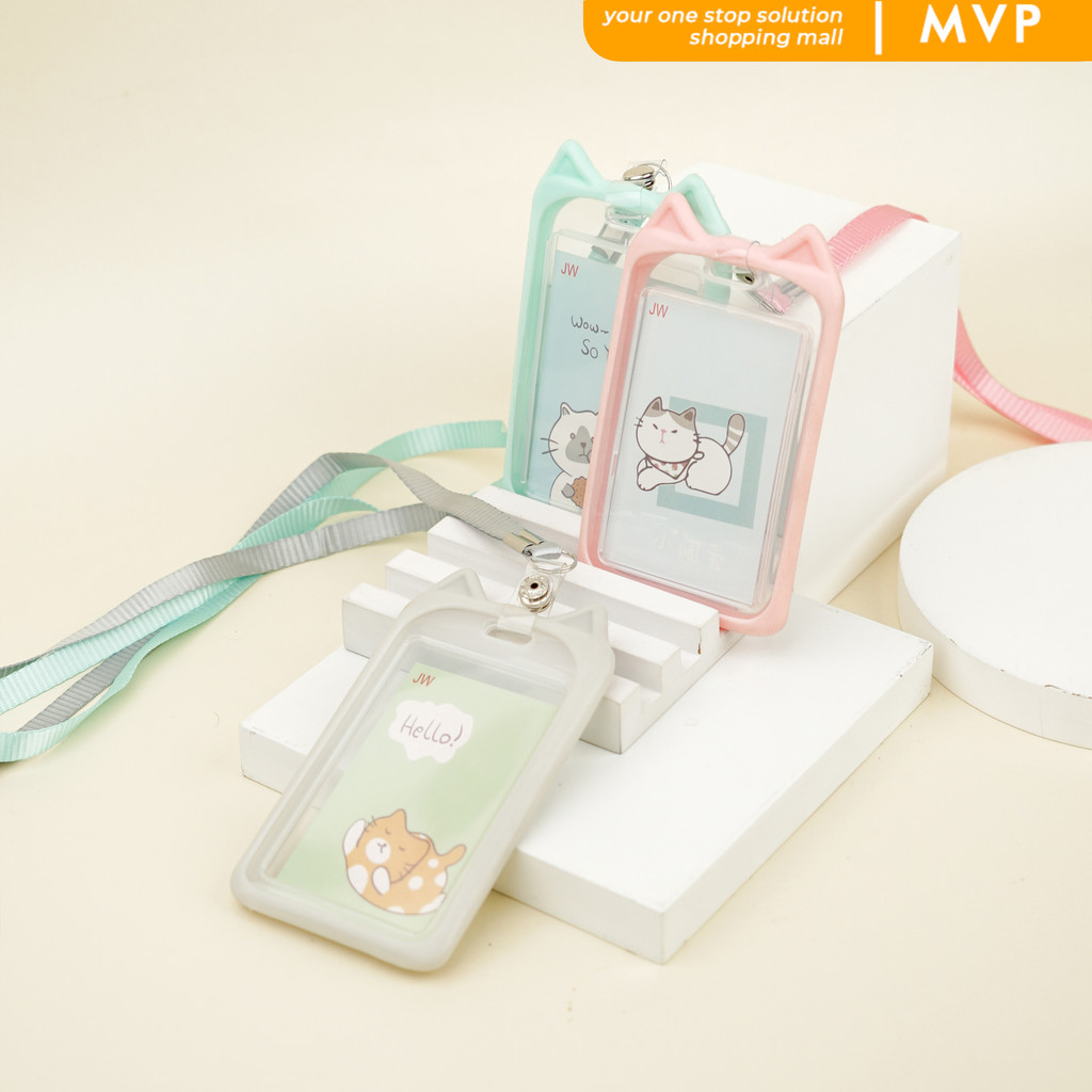 

MVP Lanyard Bahan Silikon Bentuk Kucing Motif Kitty Lucu Untuk ID Card KTP ATM