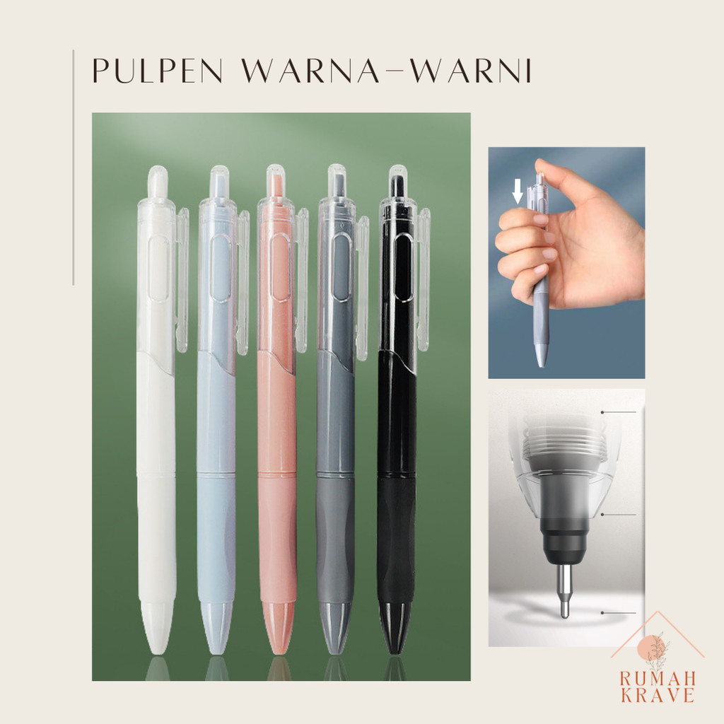 

RUMAH KRAVE - Pulpen Warna-warni Pen Pena Tinta Hitam 0.5mm