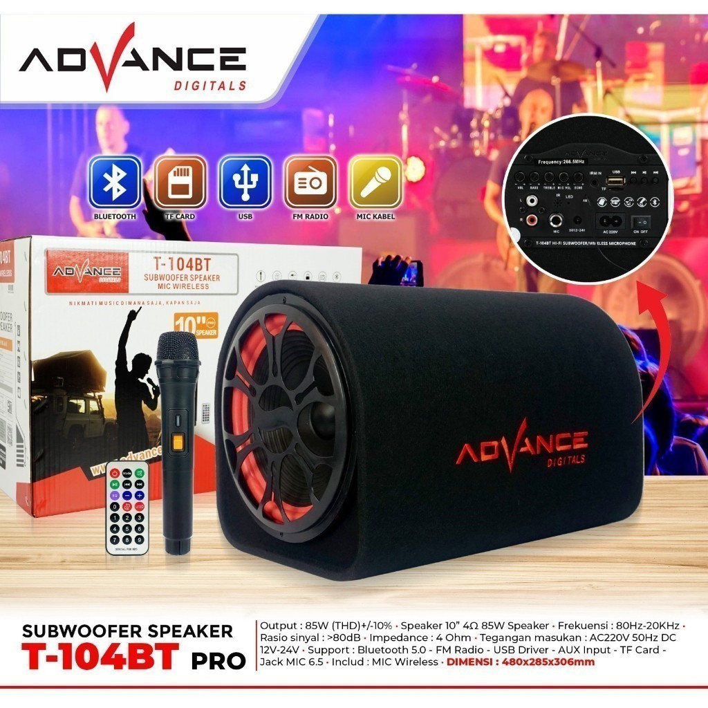 SPEAKER ADVANCE  T104 NON  BT/ SPEAKER 104BT / SPEAKER ADVANCE 104BT PRO 10 inch Pro+MIC Advance