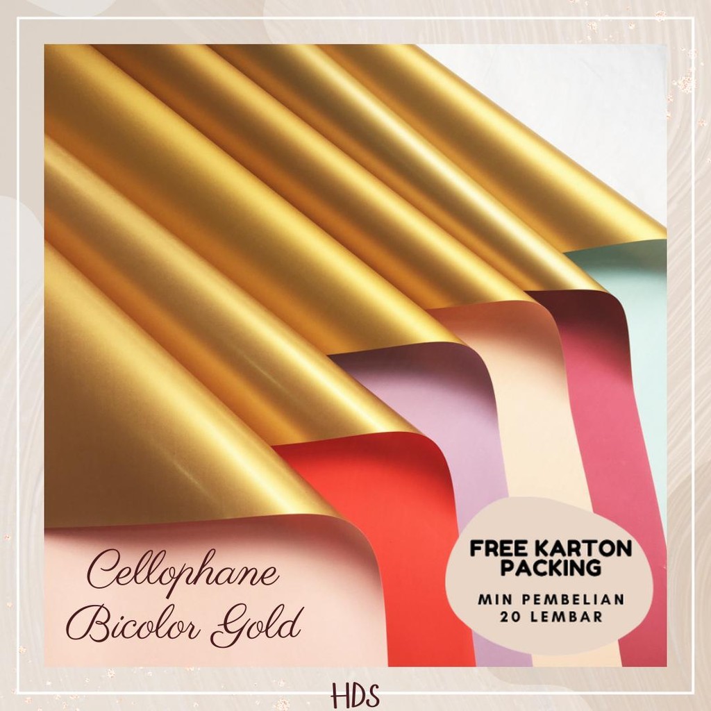 

[5 LEMBAR] KERTAS BUKET BUNGA DUA WARNA EMAS BI COLOUR GOLD FLOWER KOREAN WRAPPING PAPER FLORIST CELLOPHANE