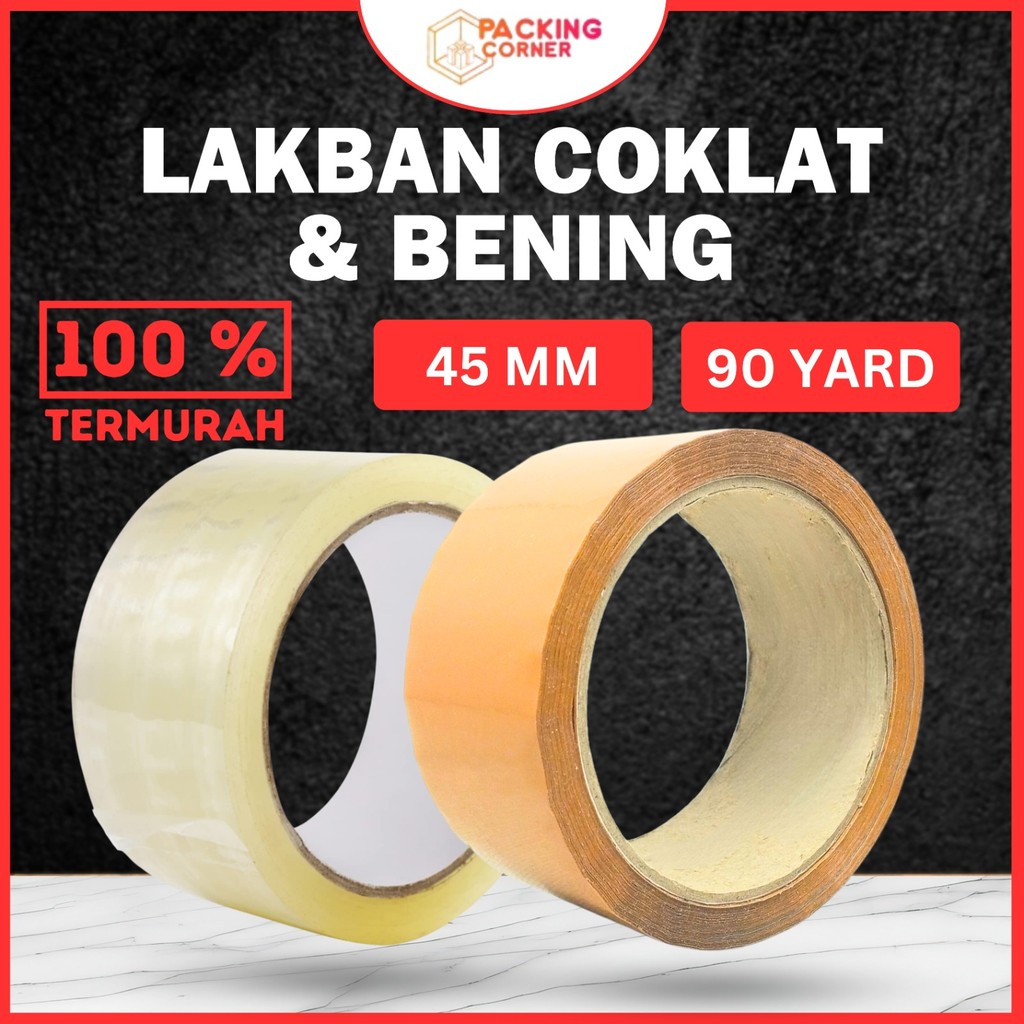 

Lakban Solatip Isolasi OPP Bening 2 Inch 45mm x 90 Yard Coklat MURAH - 90yard