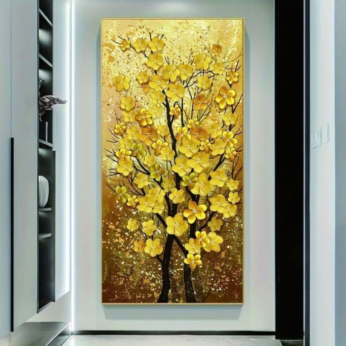 Lukisan Potrait Dari Kanvas Asli Full Gold Color Pajangan dinding