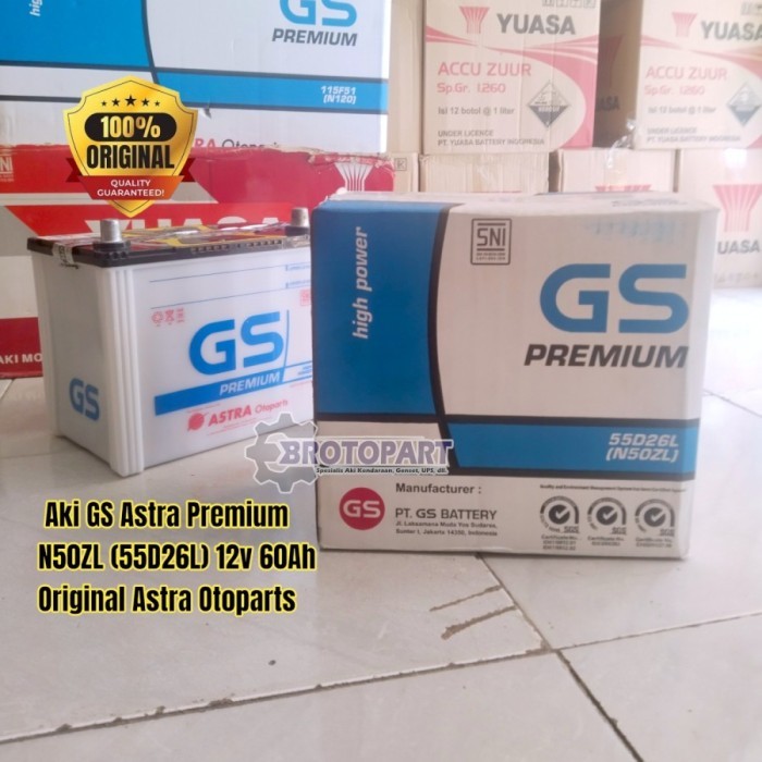 Aki Mobil GS Ford Brilian, Gala GS ASTRA N50ZL 60Ah ORIGINAL