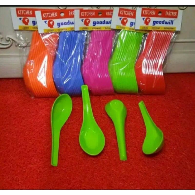 12pcs Sendok Bebek Warna RAINBOW / Sendok Sup / Sendok Es Buah / Sendok Bakso / Sendok Puding Sendok