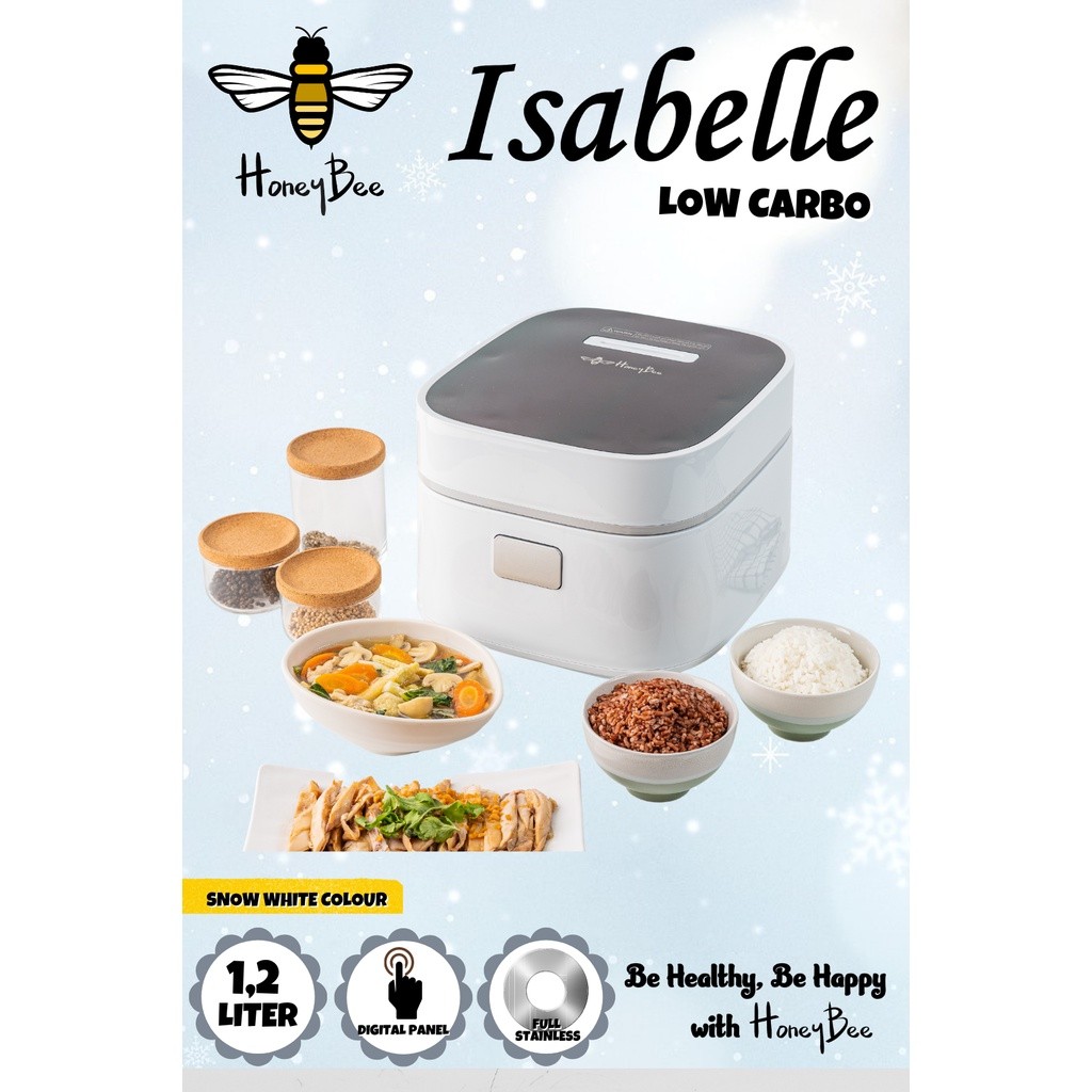RICE COOKER LOW CARBO HONEYBEE 1,2LT ISABELLE WHITE