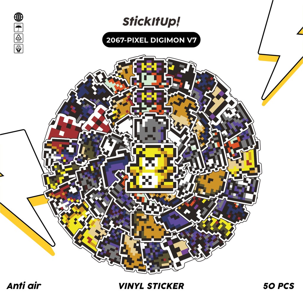 

COD✨ 50 Pcs Stiker Pack PIXEL DIGIMON V7 Lucu Aesthetic Vynil Waterproof untuk Freebies Sticker Buku Journal Casing HP Laptop