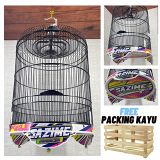 SAZIME TEBOK PVC  ( FREE PACKING KAYU )  SANGKAR BURUNG SANGKAR BULAT MURAY / MURAI BATU SAZIME DECA