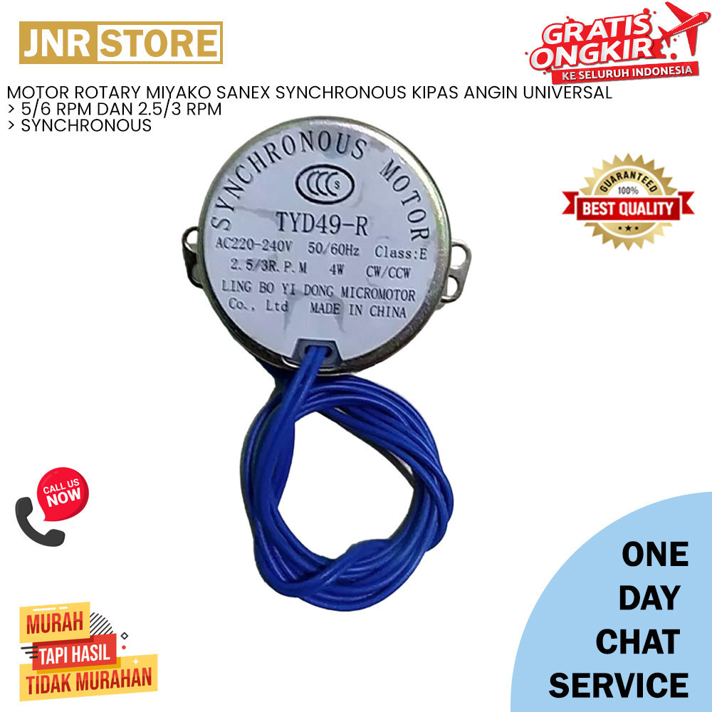 MOTOR ROTARY MIYAKO SANEX SYNCHRONOUS KIPAS ANGIN UNIVERSAL JUNIORELECTRIC