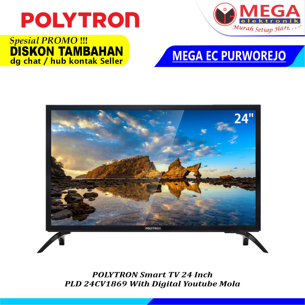 LED POLYTRON PLD 24CV1869   SMART TV 24 INCH  AKSES YOUTUBE INTERNET WIFI