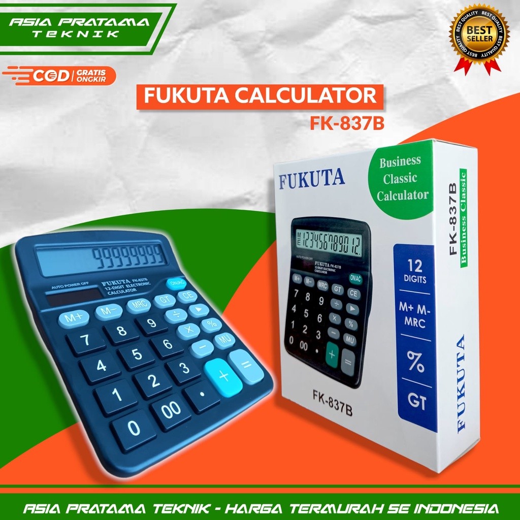 

AKURAT Kalkulator Electronik/ Alat hitung Fukuta FK-837B-12
