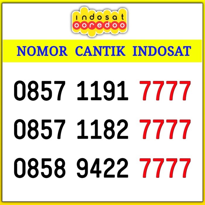 Nomor Cantik Indosat OOREDOO HOKI 7777 - 0857 1182 7777