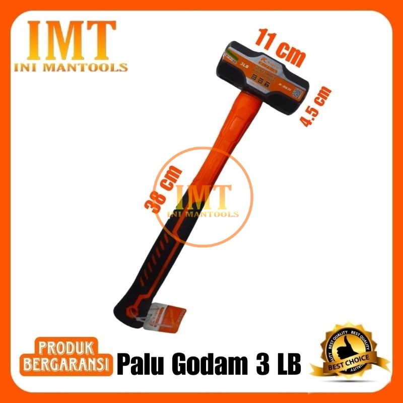 Kapusi Palu Godem Batu Beton Tembok 3 LB Palu Godem/Bogem/Godam Gagang Fiber K-9571