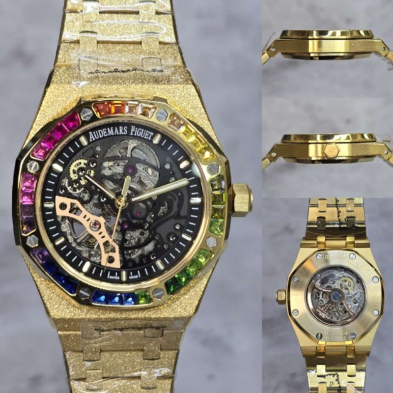 PRIA AUDEMARS PIGUET GOLD SKELETON AUTOMATIC FROSTED RAINBOW