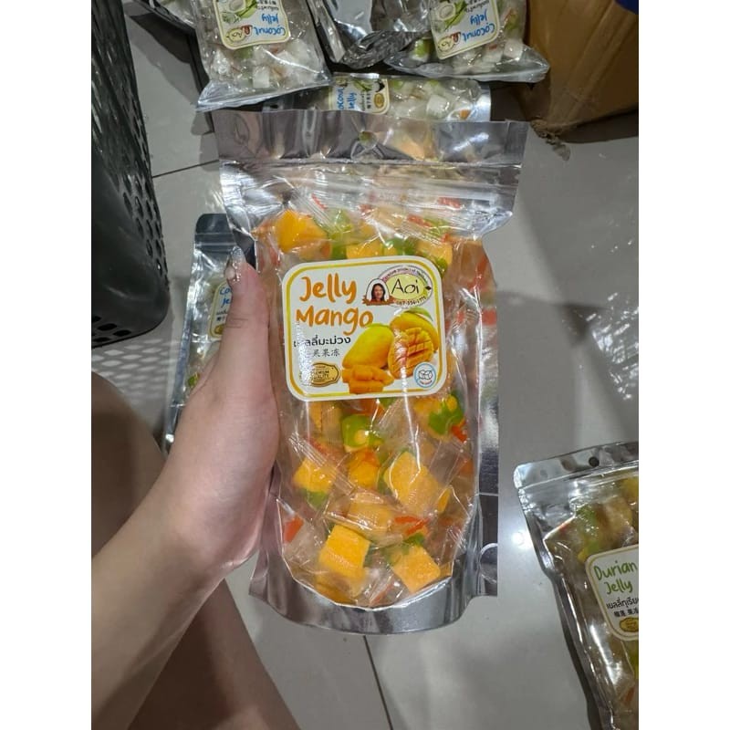 

Jelly Buah Dried Durian Manggo Peach Coconut AOI Ori Thailand