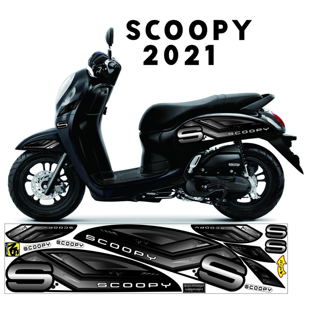 STRIPING ALL NEW SCOOPY 2021 VARIASI HITAM ABU STICKER SIMPLE LIS SCOOPY MOTIF