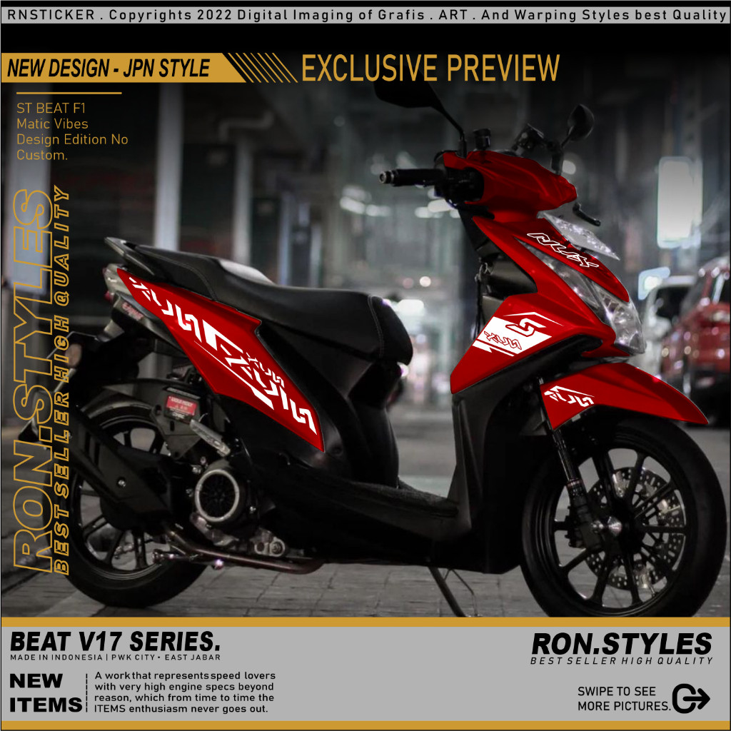 CUTTING STICKER STRIPING VARIASI BEAT FI 2013-2015 STRIPING BEAT FI JPN JAPAN STYLE