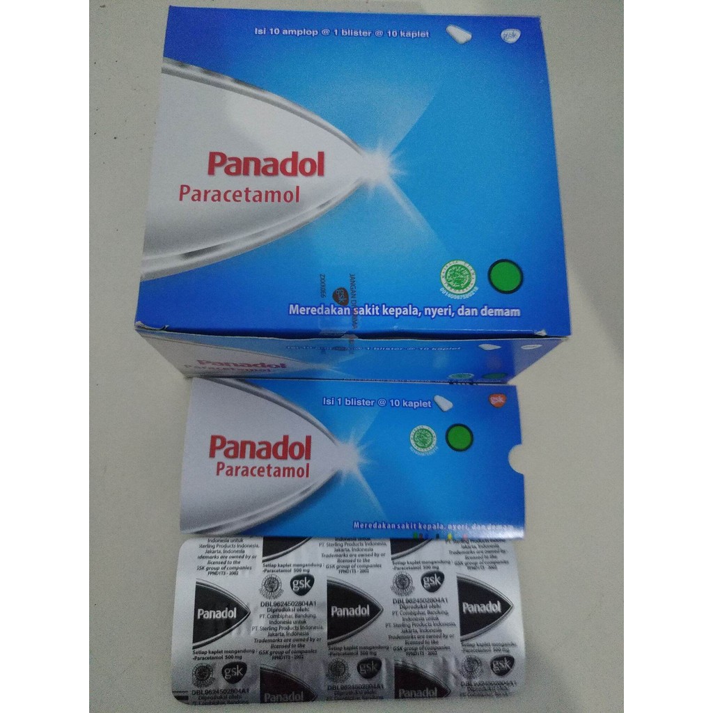 Panadol biru strip isi 10 tablet KEMASAN BARU  obat demam sakit kepala dewasa