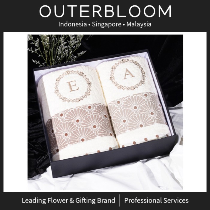 

Hampers Wedding Kado Hadiah - Outerbloom Couple Set Pure Love Towel - Tanpa Bordir