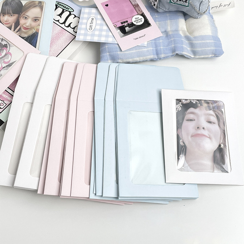 

10Pcs Korean Ins Cream Color Transparent Window Card Holder Kpop Idol 3 Inch Photo Card DIY Storage Bag Kawaii Girl Card Sleeve