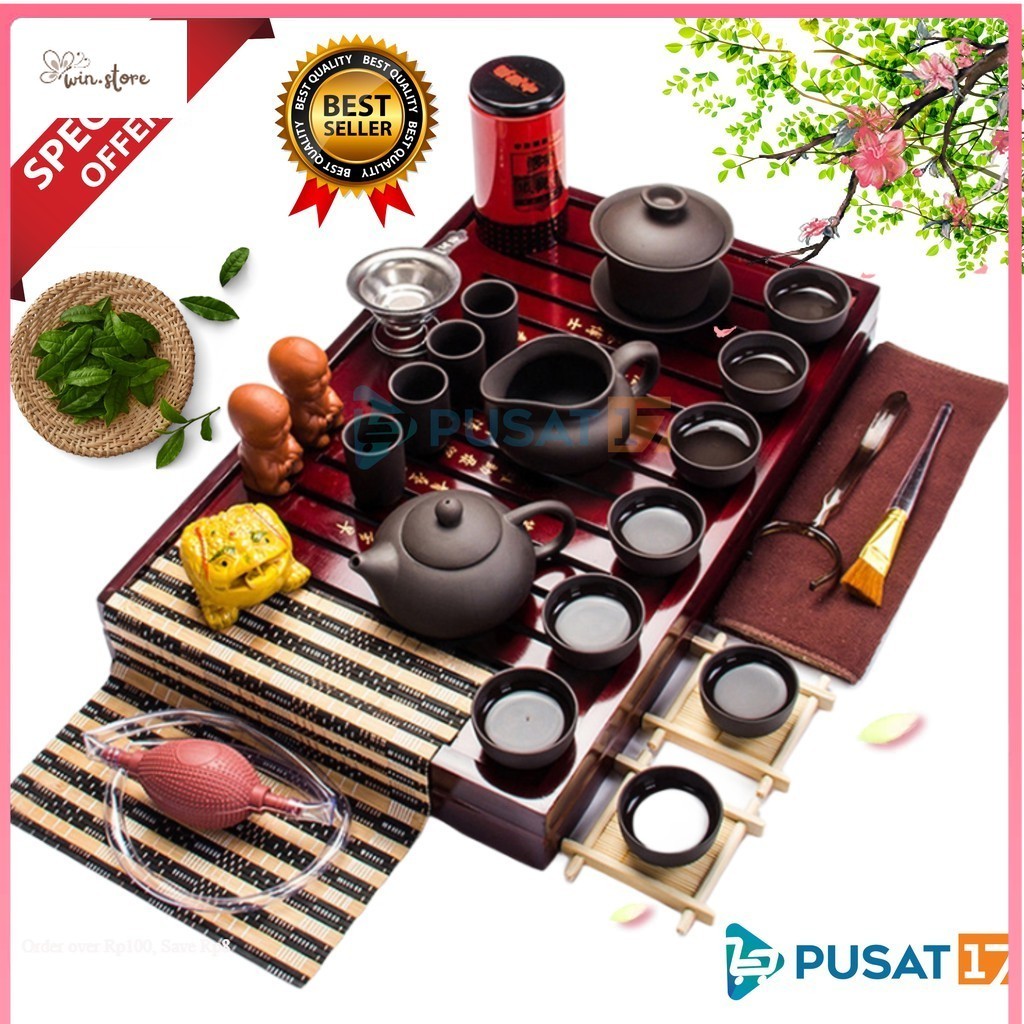Hampers Terkini CHINESE TEA POT SET COMPLET C01 / CHINESE TEA TRAY POT SET  / MEJA TEH CHINA SET KAY
