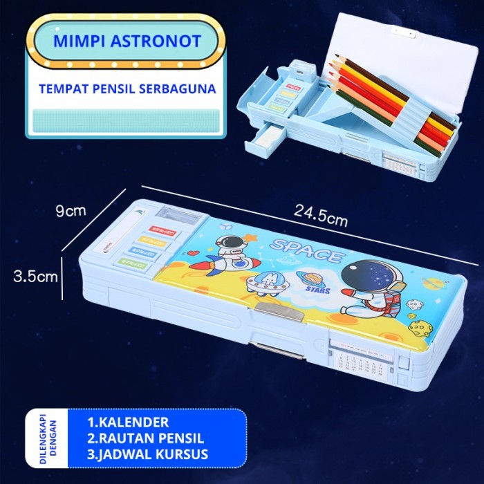 

[Best] Tempat Pensil Multifungsi Motif Unicorn Dinosaurus Astronot Untuk Anak - ST009-12