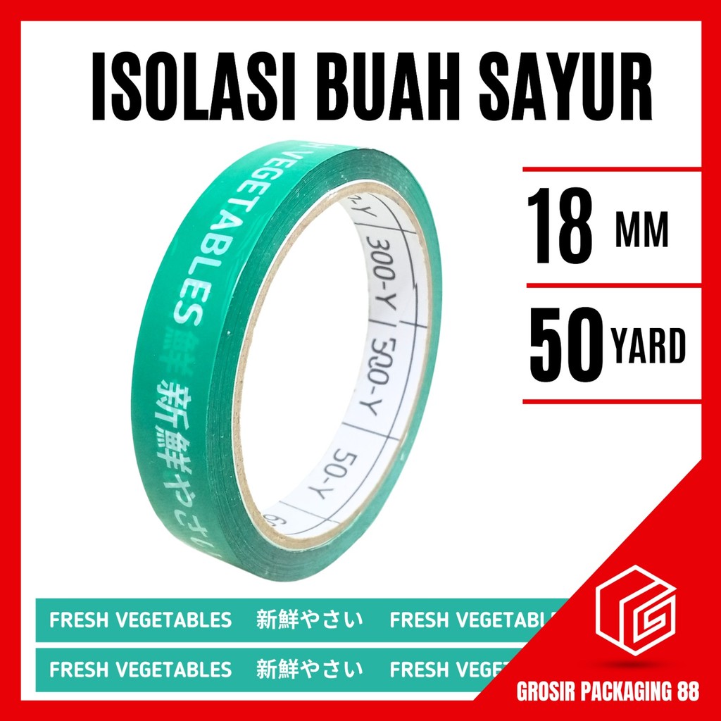 

Lakban Sayur Fresh Vegetables 18MM X 50M Isolasi Buah Selotip Tape Hijau Hidroponik Bukan Daimaru
