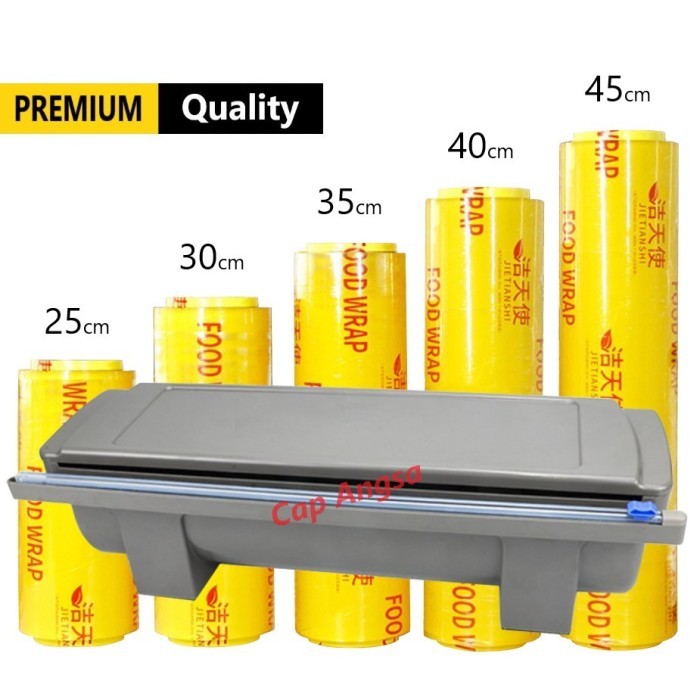 PLASTIK WRAP MAKANAN BESAR CLING WRAP DISPENSER LARGE SLIDING CUTTER - GRAY