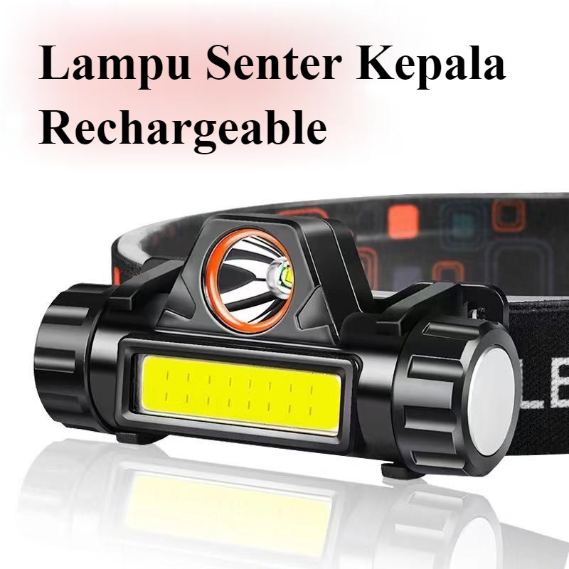 Senter Kepala Super Terang / Lampu Senter Kepala / High Power Headlamp Gratis Charger