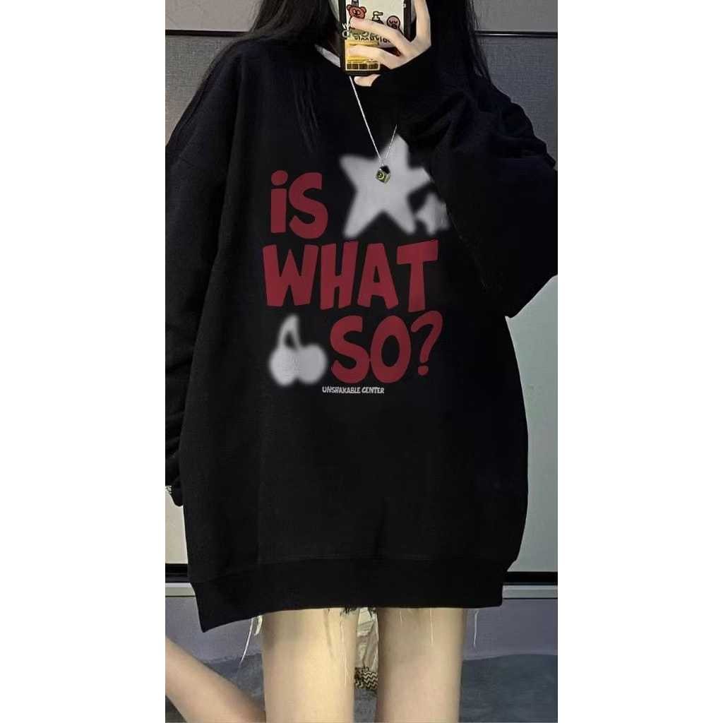 COD - Sweater Wanita Korean Oversize What So? - Pakaian Wanita