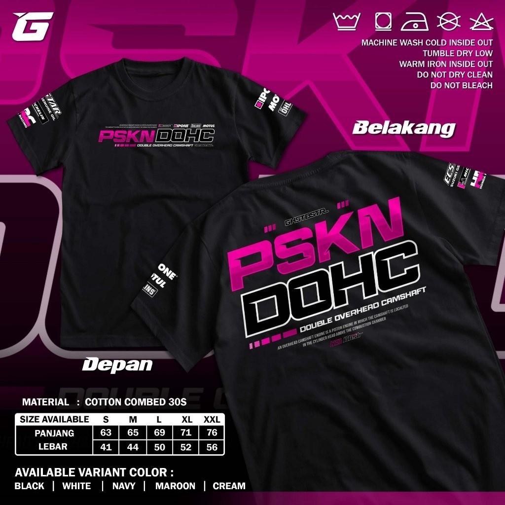 Kaos Racing PSKN DOHC Double Overhead Camshaft Baju Pasukan DOHC Gank Ohlins HRC Michelin Ipone Satr