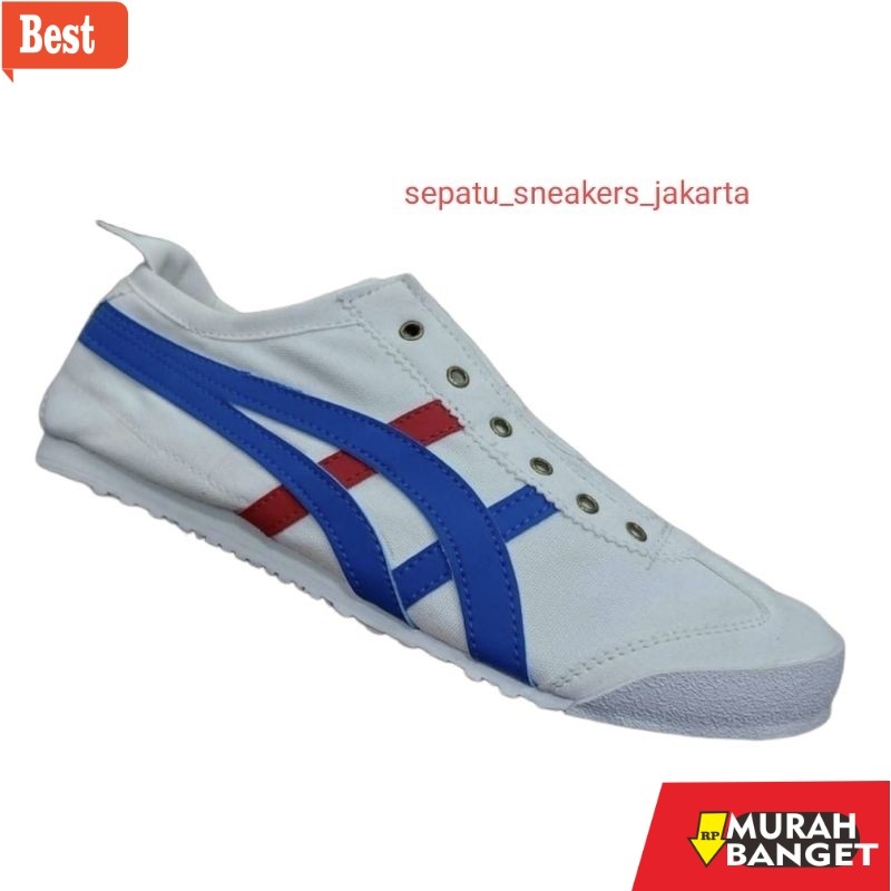 sepatu olahraga wanita Sepatu Onitsuka Slip On Bahan Kanvas Tanpa Tali