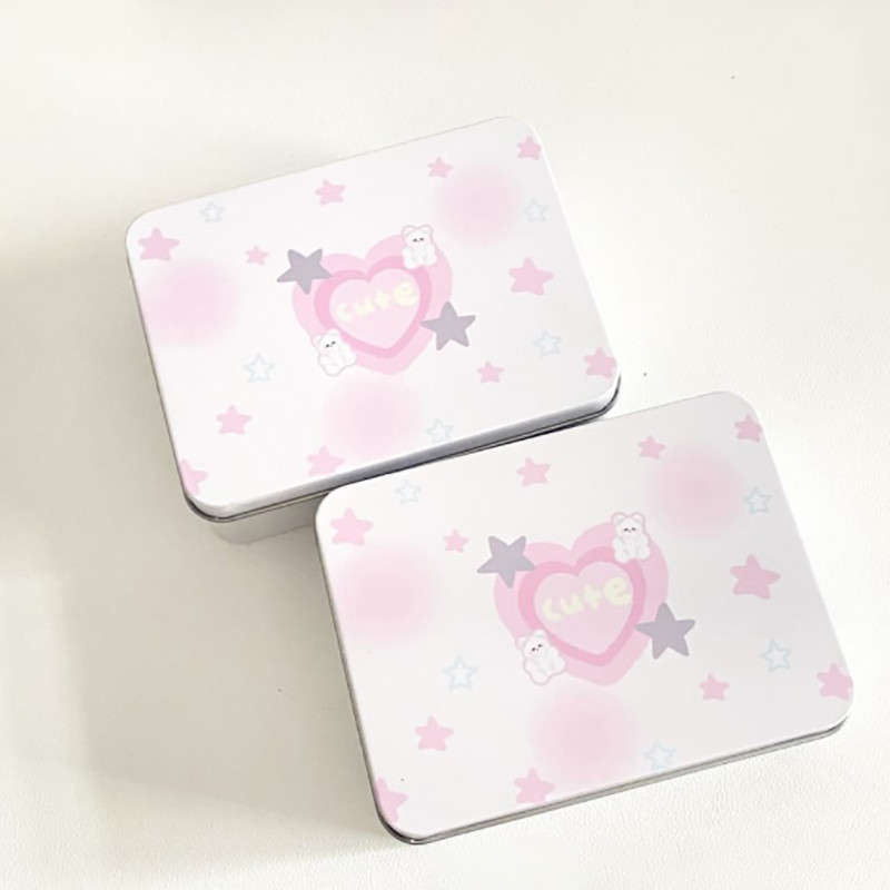 

Cartoon Kpop Photocards Desktop Storage Star Storage Box Small Card Stickers Tapes Storage Box Stationery Office Supplies