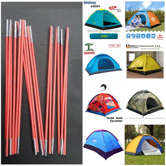 Terlaris ✨ -Set frame tenda fiber monodome kerangka tenda camping - Rei 2 P