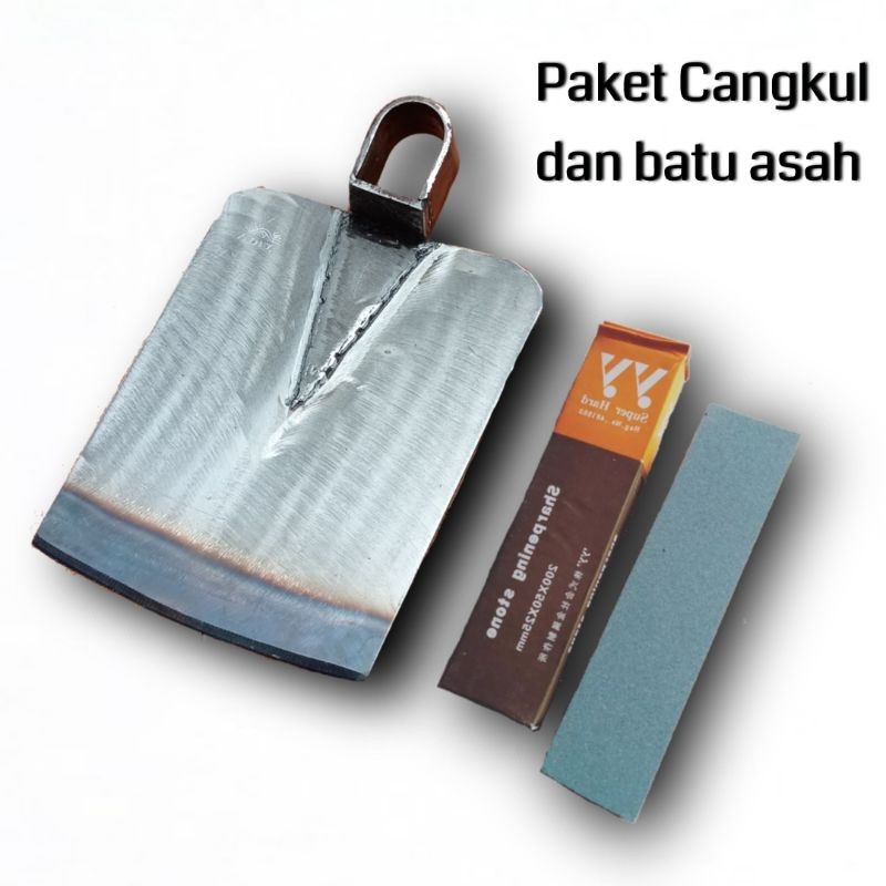 Paket Pertukangan 2 pcs cangkul tanah anti lengket dan batu asah alam serbaguna