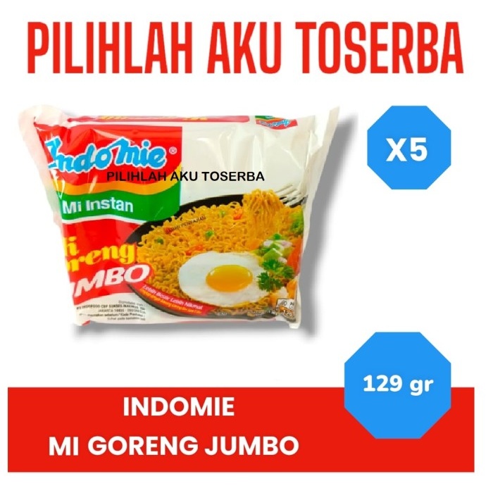 

Mie Instant INDOMIE GORENG JUMBO - ( HARGA 5 PCS )