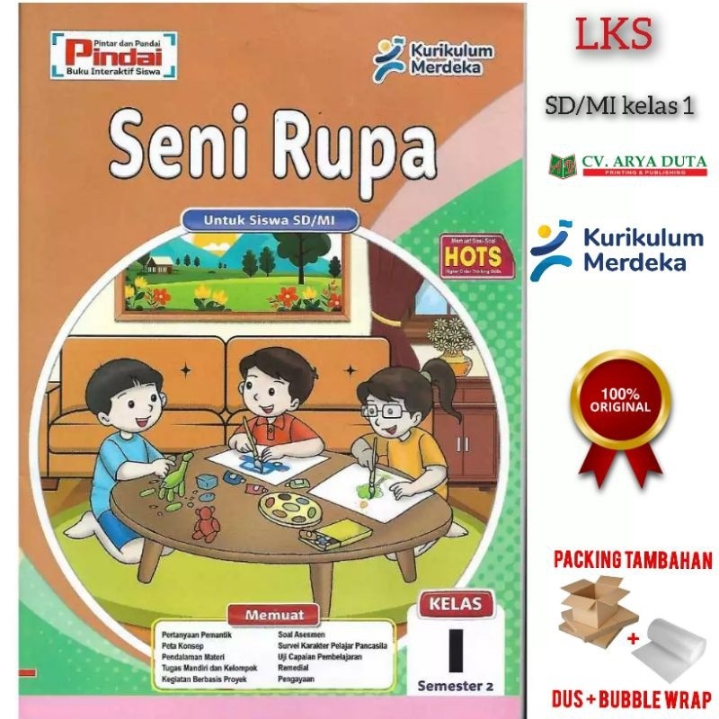 

Buku Latihan kerja siswa/LKS Pindai Seni Rupa kurikulum Merdeka Kelas 1 SD/MI Semester 2 Arya duta