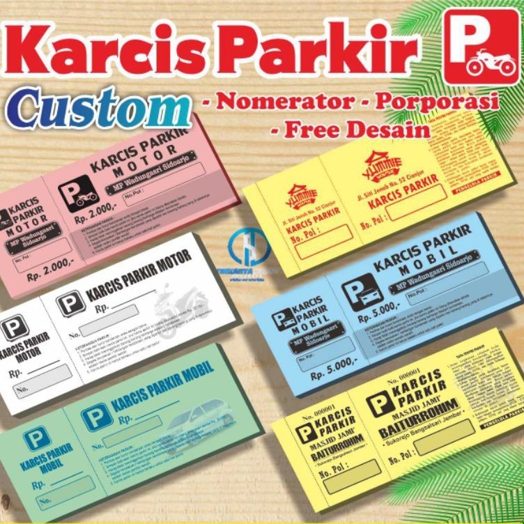 

Cetak KARCIS PARKIR, TIKET MASUK, VOUCHER UNDIAN, KUPON Motor/Mobil/Truk CUSTOM